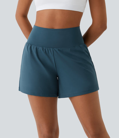 Lurachic™ - 2-in-1 yogashort met hoge taille, achterzak en zijzak